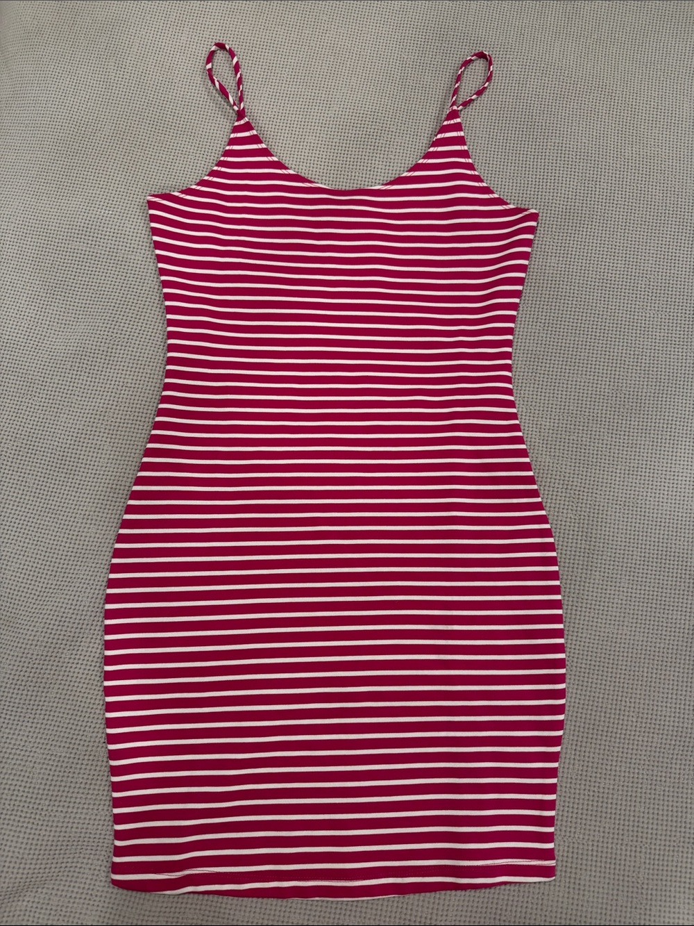 Active USA Pink & White Striped Spaghetti Strap Mini Dress